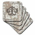 3dRose Anne Marie Baugh Fleur De Lis - Gray Fleur De Lis On A Grunge Background - Coasters (cst_78558)