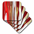 3dRose Florene Digital Contemporary - Modern Red Silver n Gold Melt - Coasters (CST_80716)