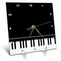 3dRose InspirationzStore Music Art Designs - Black Piano Edge - Baby Grand Keyboard Music Design for Pianist Musical Player and Musician Gifts - Desk Clocks (dc_112947)