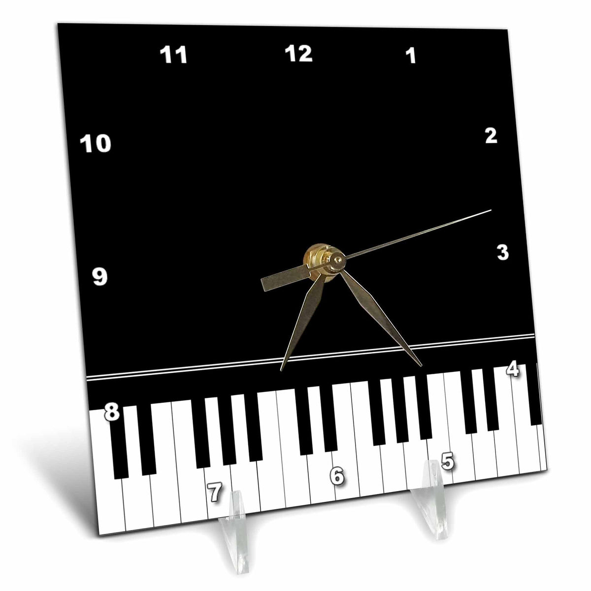 3dRose InspirationzStore Music Art Designs - Black Piano Edge - Baby Grand Keyboard Music Design for Pianist Musical Player and Musician Gifts - Desk Clocks (dc_112947)