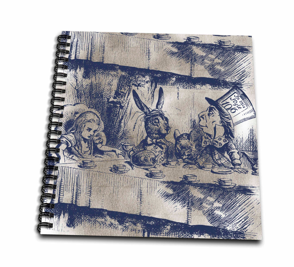 3dRose PS Vintage - Alice in Wonderland Tea Party with Mad Hatter - Drawing Books (db_110203)