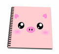 3dRose InspirationzStore Cute Animals - Kawaii pig face - cute pink minimalist farm animal cartoon - nursery kids child children girly girls - Drawing Books (db_113123)