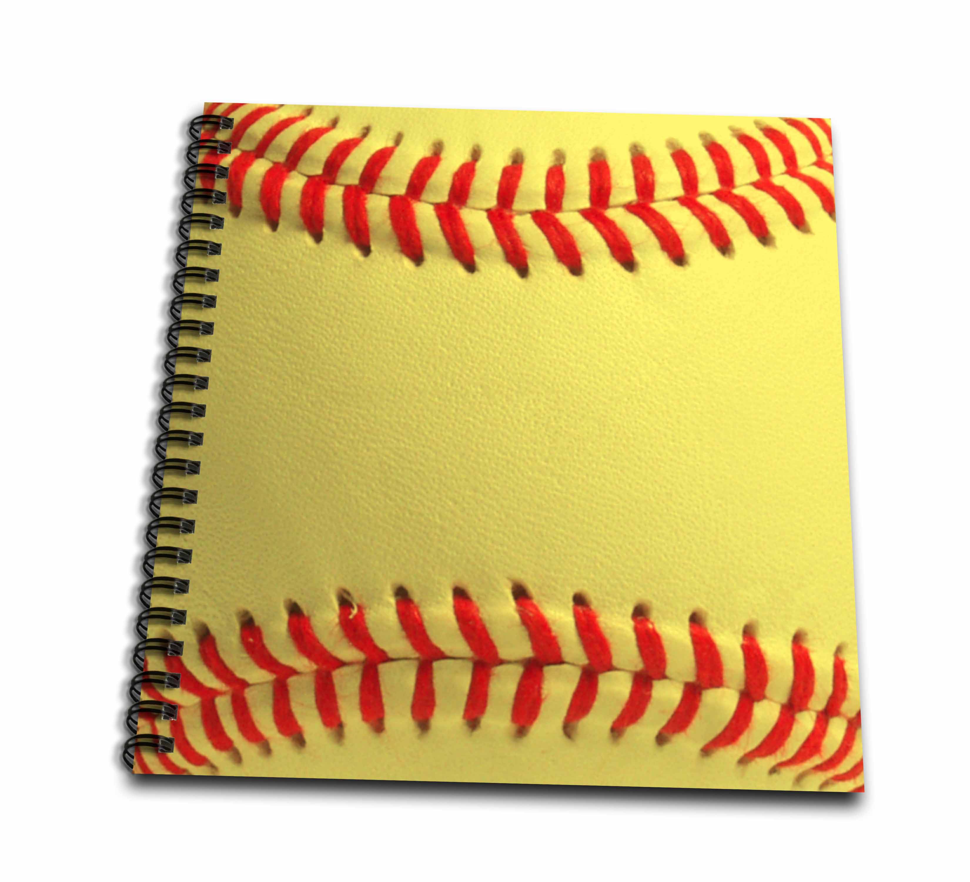3dRose InspirationzStore Sports - Softball close-up photography print - yellow and red soft ball for sporty sport fans team players - Drawing Books (db_120271)