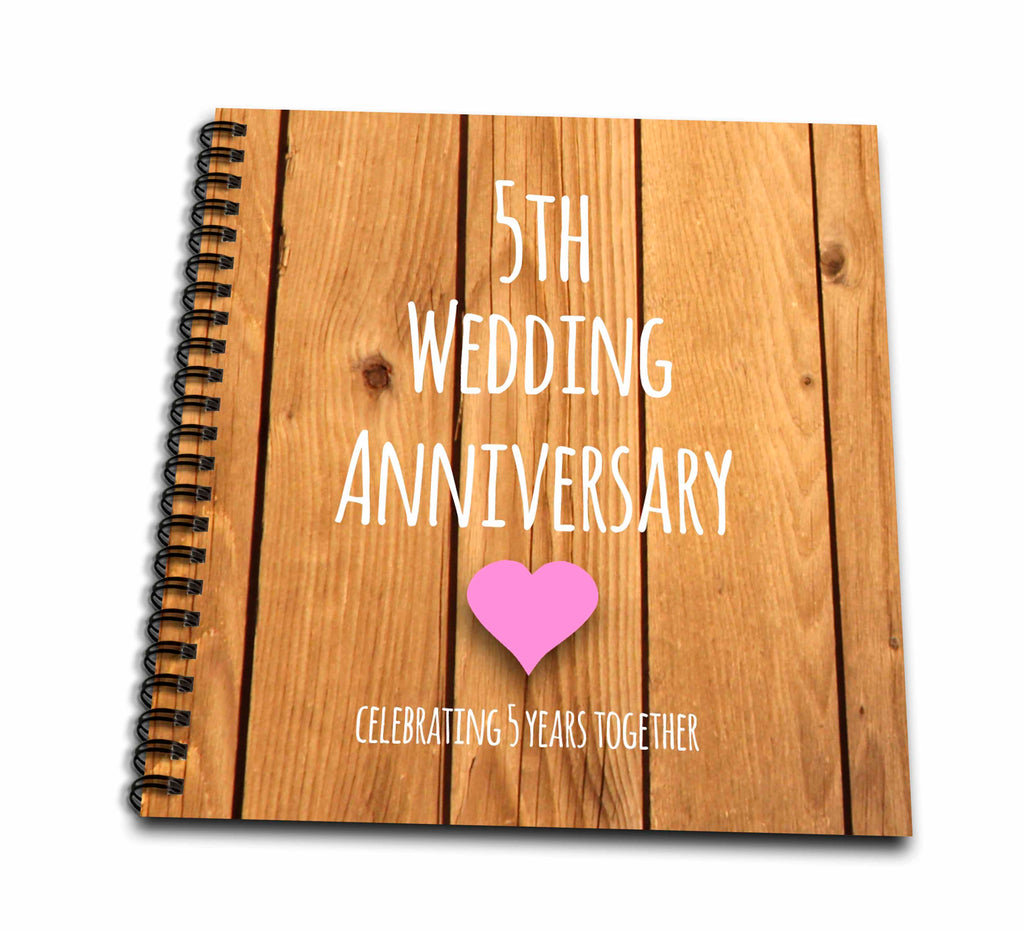 3dRose InspirationzStore Occasions - 5th Wedding Anniversary gift - Wood celebrating 5 years together - fifth anniversaries five yrs - Drawing Books (db_154433)