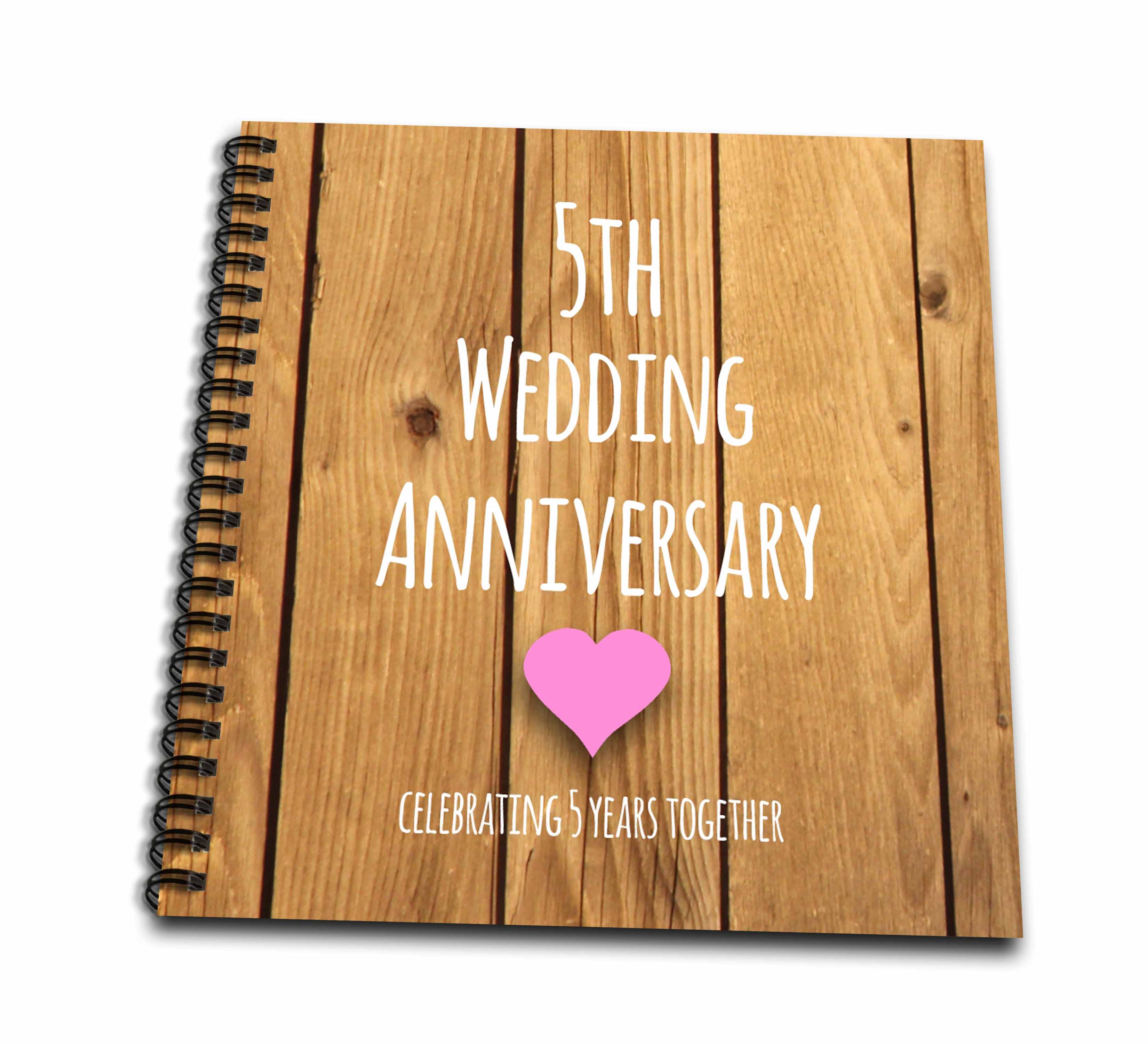 3dRose InspirationzStore Occasions - 5th Wedding Anniversary gift - Wood celebrating 5 years together - fifth anniversaries five yrs - Drawing Books (db_154433)