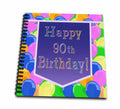 3dRose Beverly Turner Birthday Design - Balloons with Purple Banner Happy 90th Birthday - Drawing Books (db_173072)