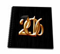 3dRose Beverly Turner Graduation Design - Gold Intertwining 2016 with Black Graduation Cap with Gold Tassel - Drawing Books (db_216706)