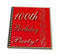 3dRose Beverly Turner Birthday Invitation Design - 100th Birthday Party Red Design - Drawing Books (db_31003)