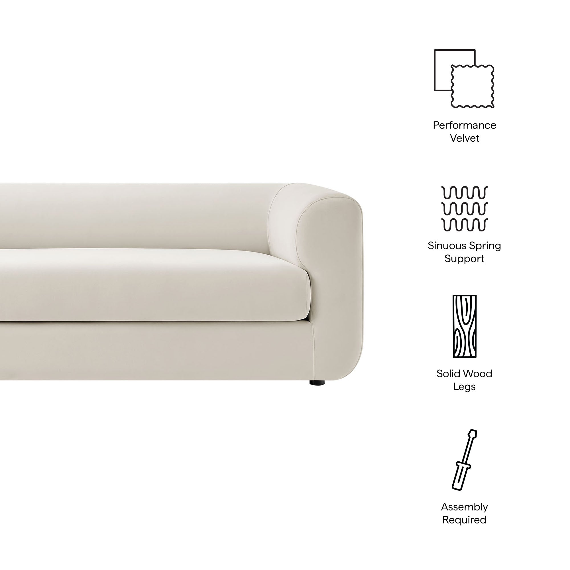 Leif 89" Performance Velvet Upholstered Sofa by Modway