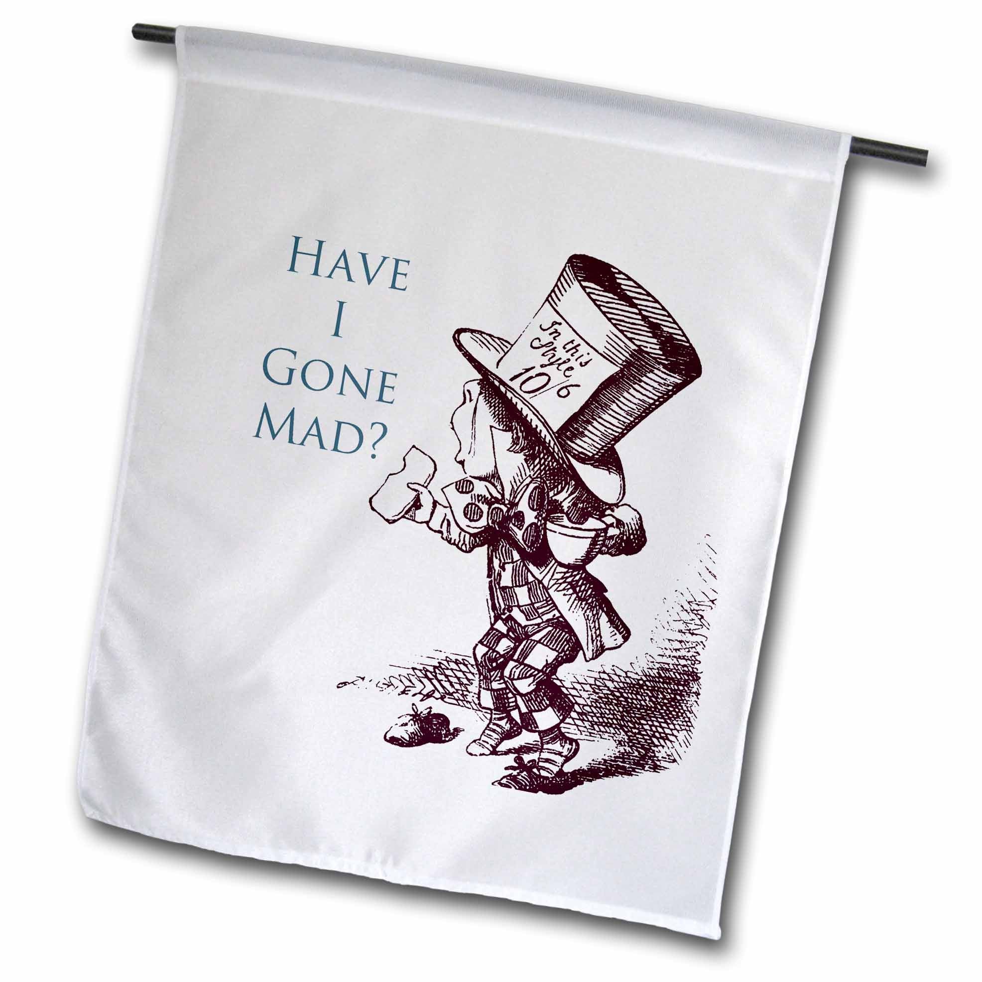 3dRose PS Vintage - Mad Hatter Have I gone Mad Alice in Wonderland - Flags (fl_110410)