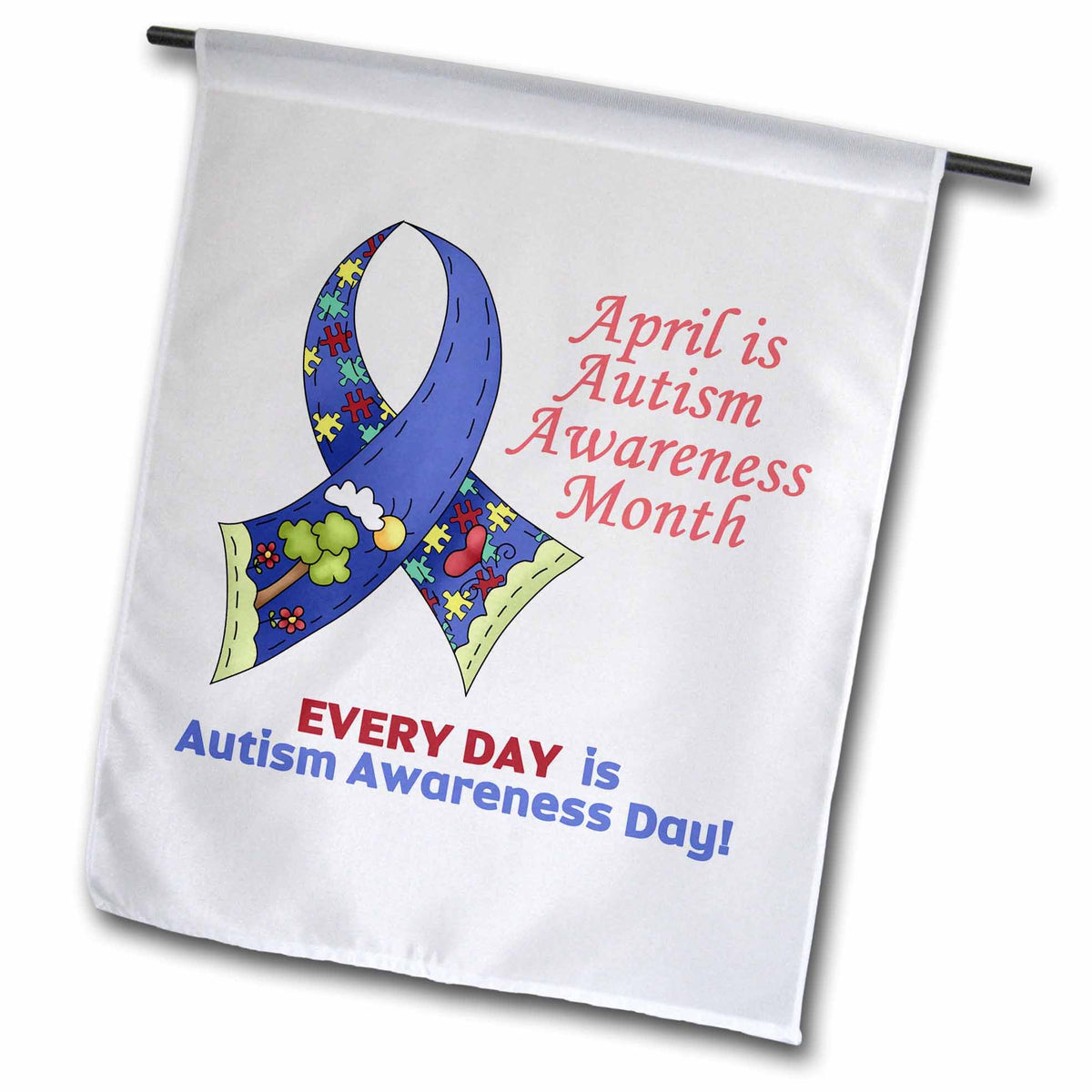 3dRose Dooni Designs Cause Awareness Ribbon Designs - Autism Awareness April and Every Day Awareness Ribbon Cause Design - Flags (fl_113514)