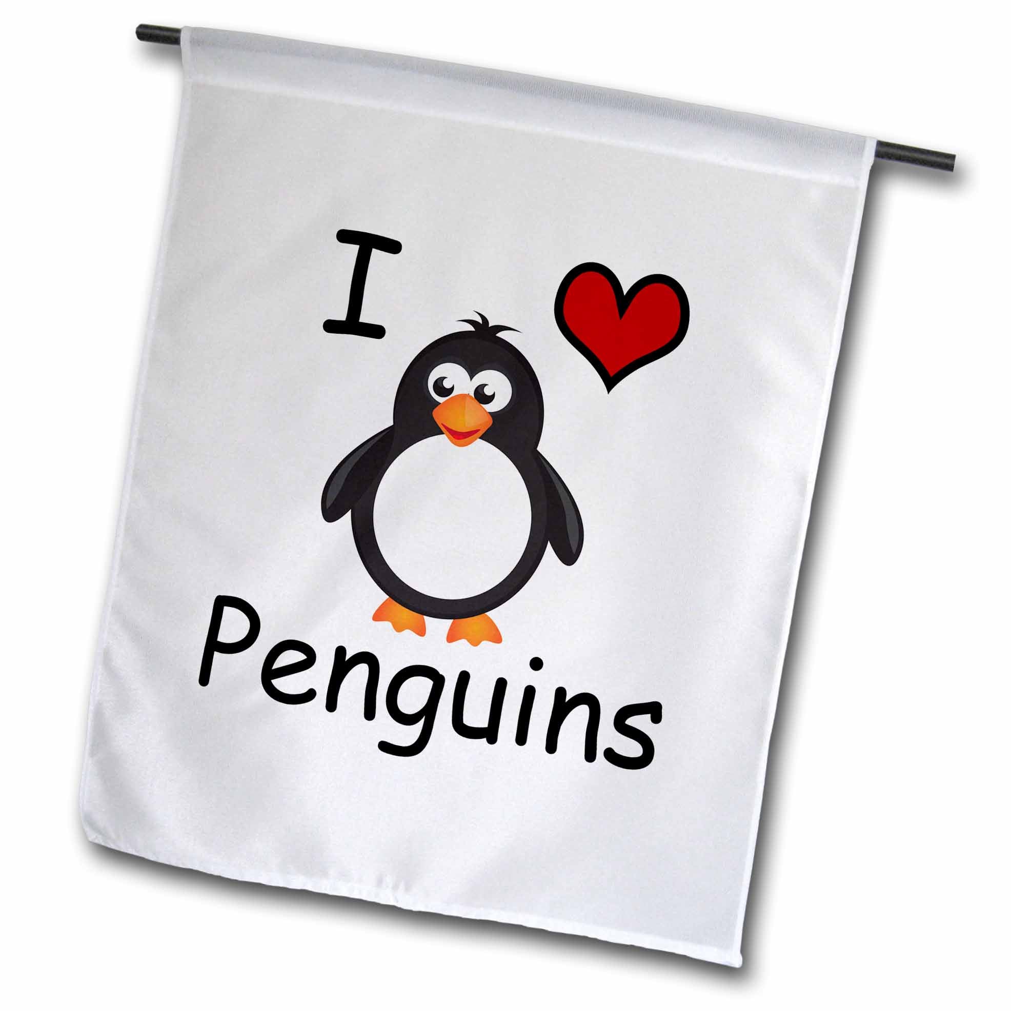 3dRose EvaDane - Funny Cartoons - I Love Penguins - Flags (fl_123042)