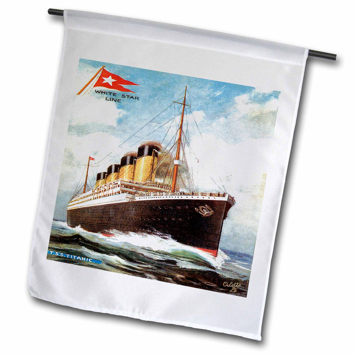 3dRose BLN Vintage Ocean Liners Advertising Posters - Vintage White Star Line S.S. Titanic - Flags (fl_149236)