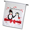 3dRose Charlyn Woodruff - CW Designs Holidays – Anniversary - Red Hearts Happy Anniversary Penguin Wedding Couple - Flags (fl_155255)