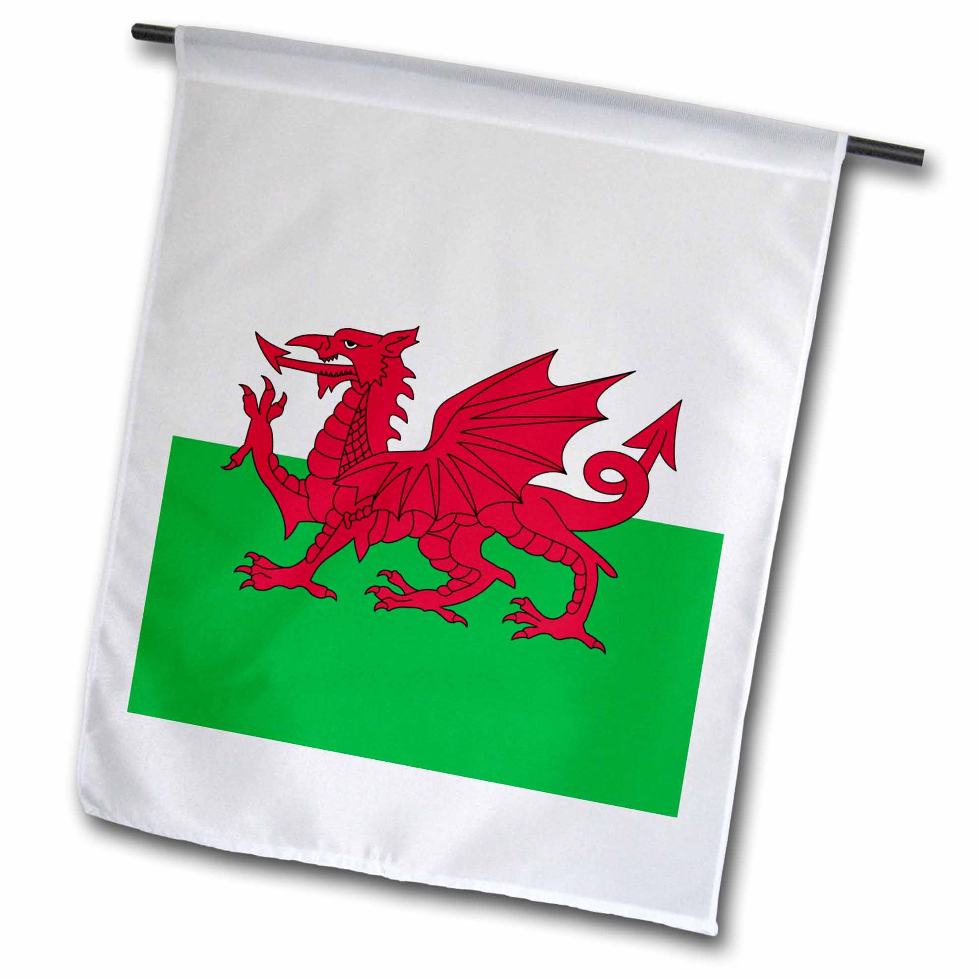 3dRose InspirationzStore Flags - Flag of Wales - Welsh red dragon on white and green - Y Ddraig Goch UK United Kingdom Great Britain - Flags (fl_158289)
