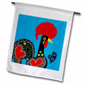 3dRose Belinha Fernandes - The Portuguese Rooster - The Black Portuguese Rooster on a Blue Background with a Heart - Flags (fl_160660)