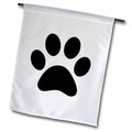 3dRose InspirationzStore Pet designs - Black paw print on white - animal pawprint - cute cartoon animal footprint eg dog or cat foot print - Flags (fl_161514)