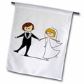 3dRose TNMGraphics Weddings - Dancing Bride and Groom Cartoon - Flags (fl_165464)