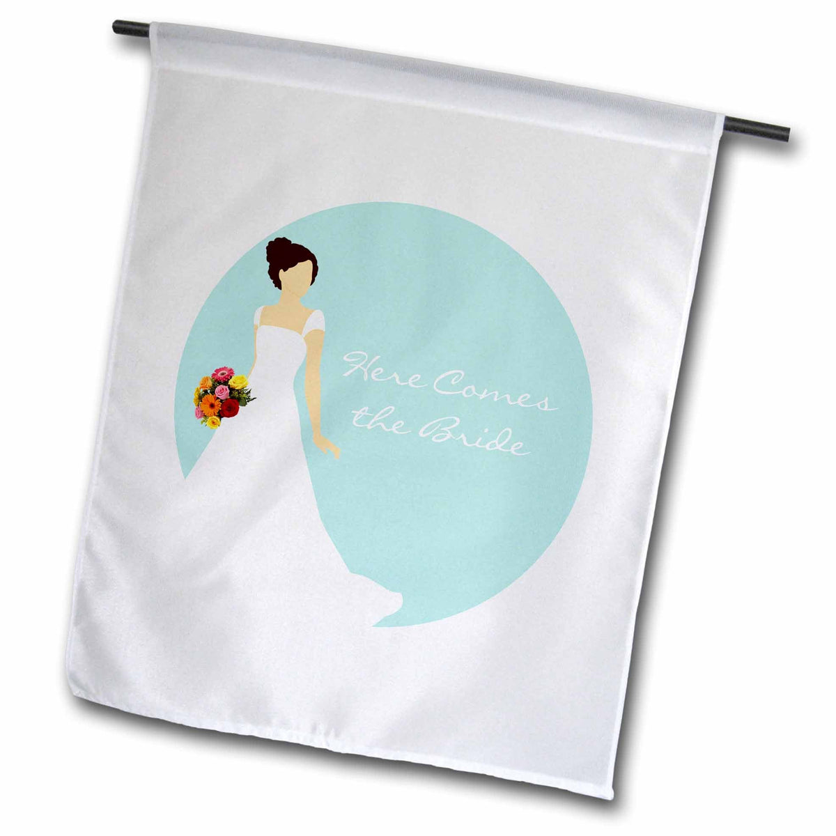 3dRose Janna Salak Designs Wedding - Here Comes the Bride - Brunette Blue - Flags (fl_165857)