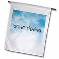 3dRose Xander sports sayings - gone fishing, clouds background, black lettering - Flags (fl_172371)