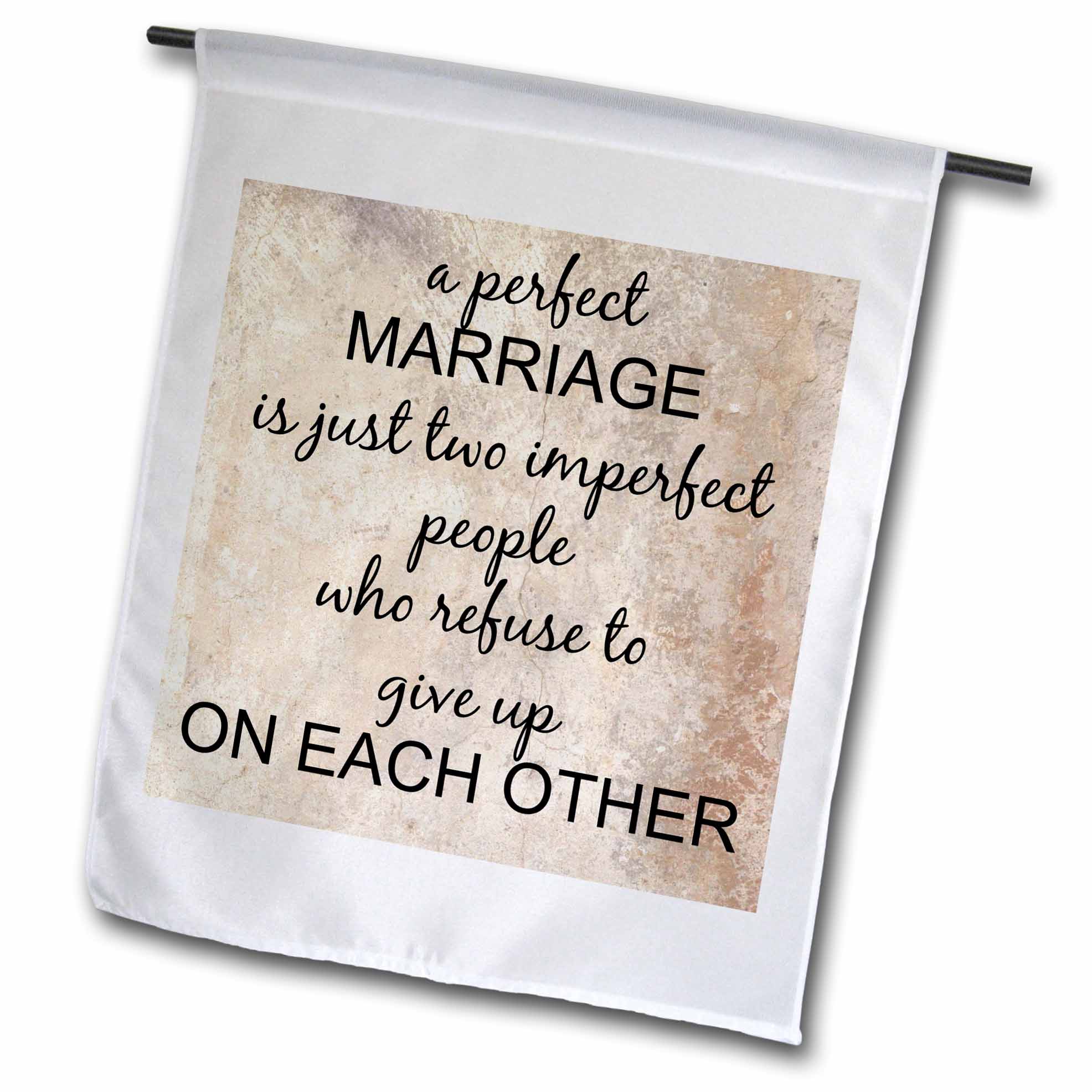 3dRose Xander Inspirational Quotes - a Perfect Marriage, Black Lettering on Picture of Marble Print Background - Flags (fl_180092)