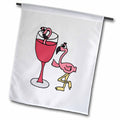 3dRose All Smiles Art Birds - Funny Pink Flamingo next to Red Wine Glass - Flags (fl_196252)