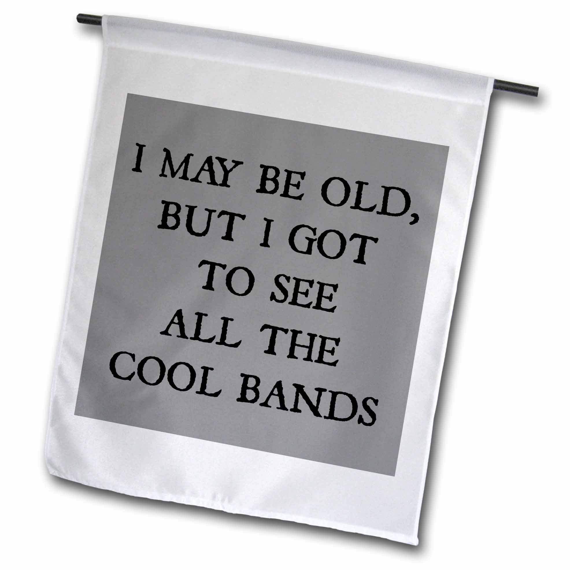 3dRose Xander Funny Quotes - I May be Old but I got to See All The Cool Bands Black Letters on Gray - Flags (fl_200684)