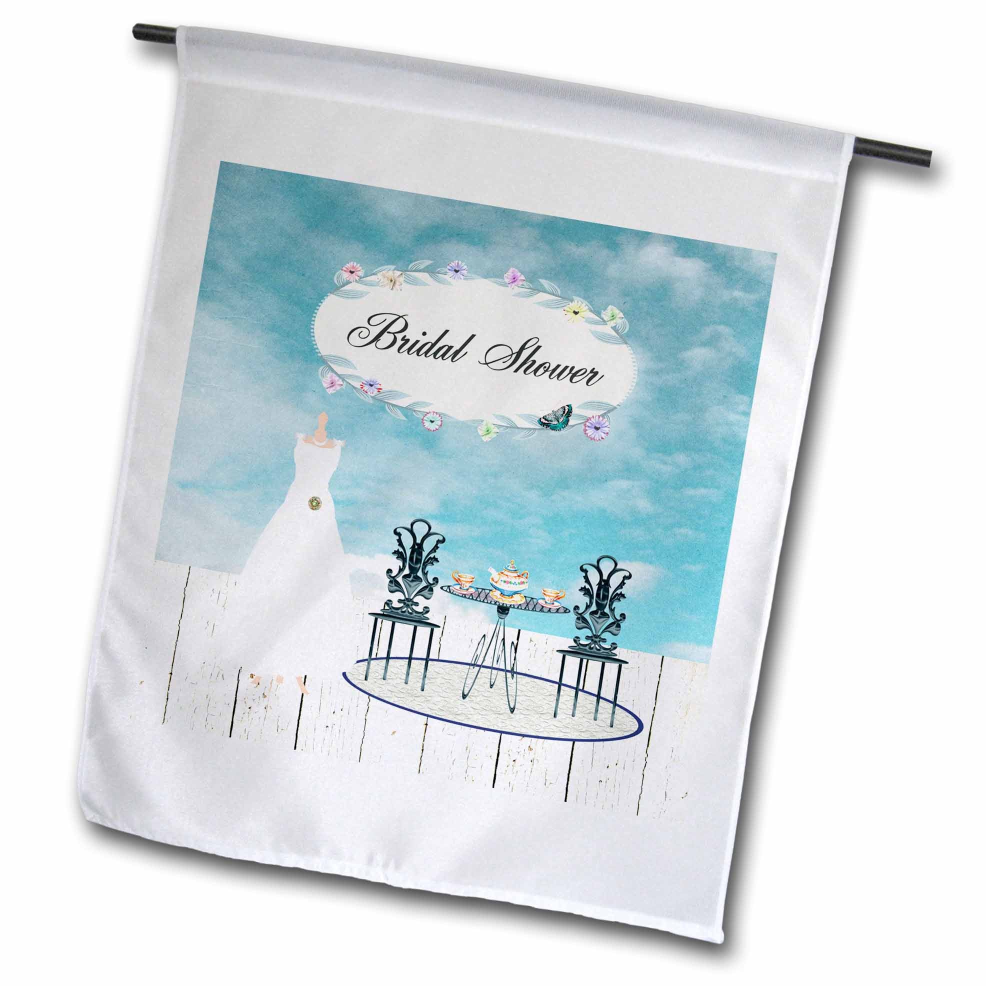 3dRose Beverly Turner Wedding Attendant and Bridal Party - Wedding Dress Garden Tea Party, Bridal Party - Flags (fl_202192)