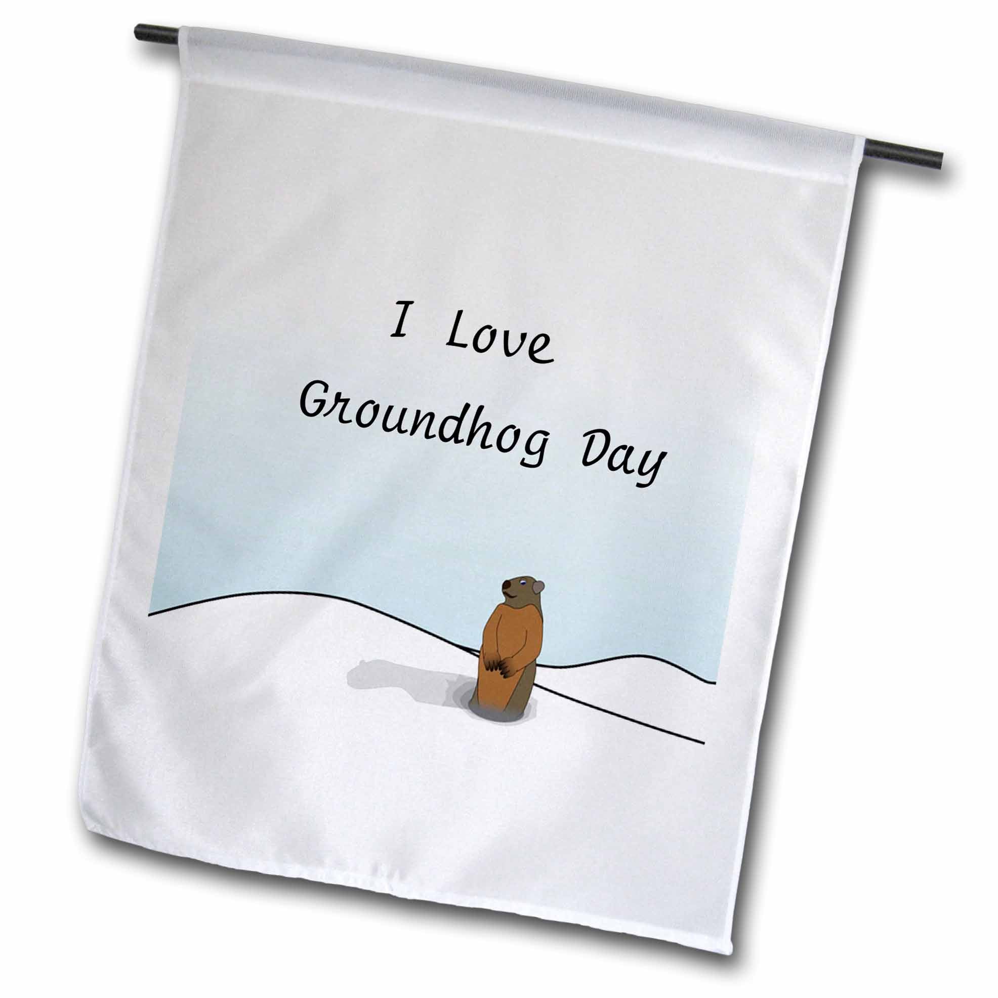 3dRose Florene - Humor - Print of I Love Groundhog Day Cartoon - Flags (fl_204327)