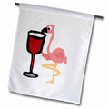 3dRose All Smiles Art Food and Drinks - Funny Pink Flamingo Drinking Red Wine - Flags (fl_216714)