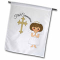 3dRose Anne Marie Baugh - Religious - First Communion Cross with Little Girl Illustration - Flags (fl_222497)