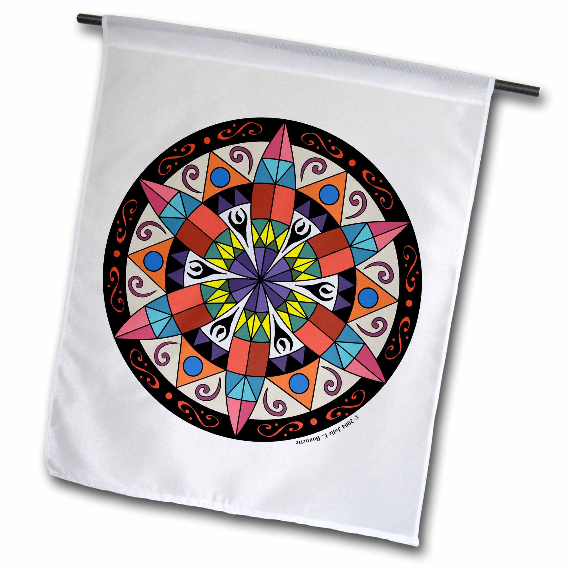3dRose Art of Jolie E Bonnette Misc Designs - Hex Sign 1 Pennsylvania Dutch Luck Protection Symbol - Flags (fl_23186)