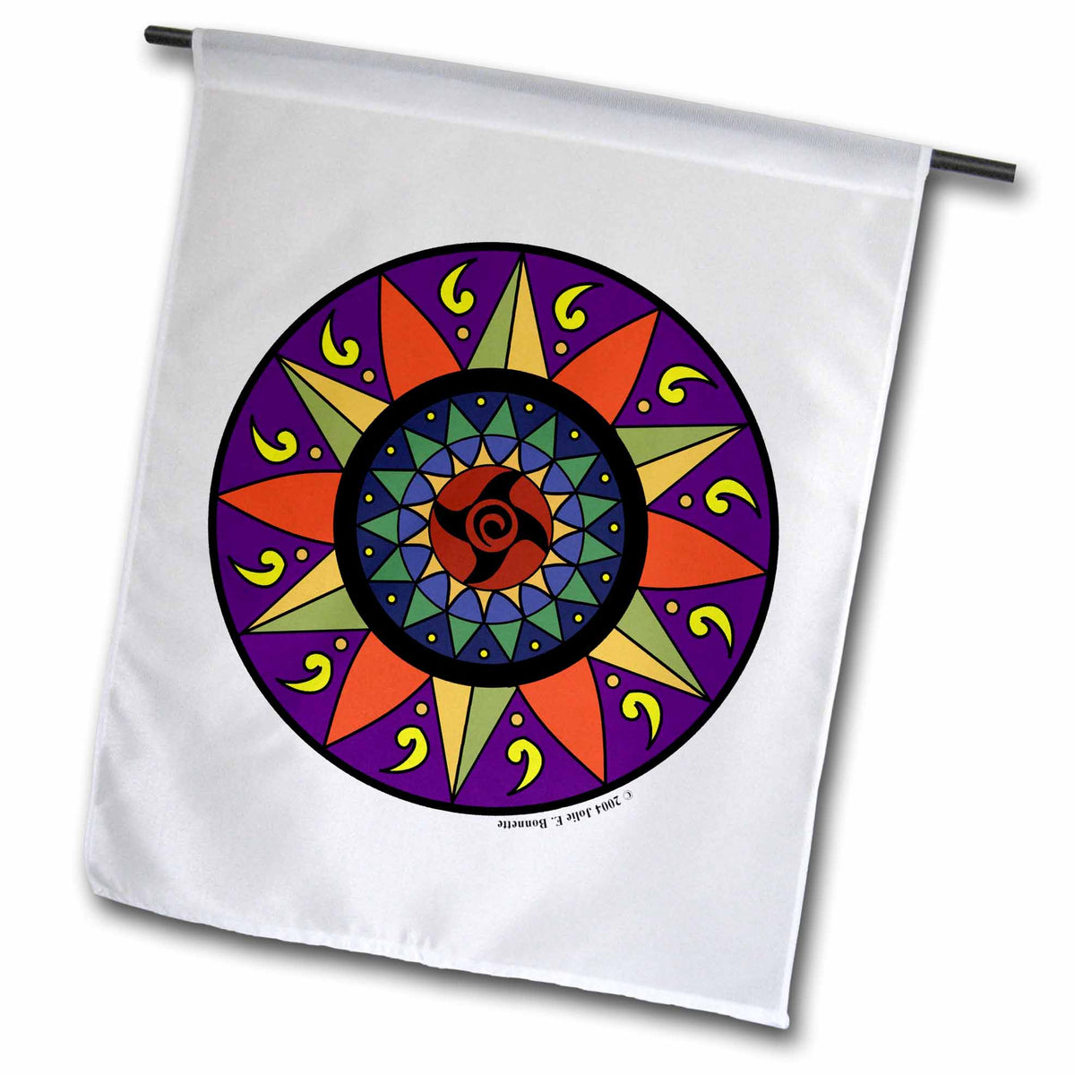 3dRose Art of Jolie E Bonnette Misc Designs - Hex Sign 2 Pennsylvania Dutch Luck Protection Symbol - Flags (fl_23187)