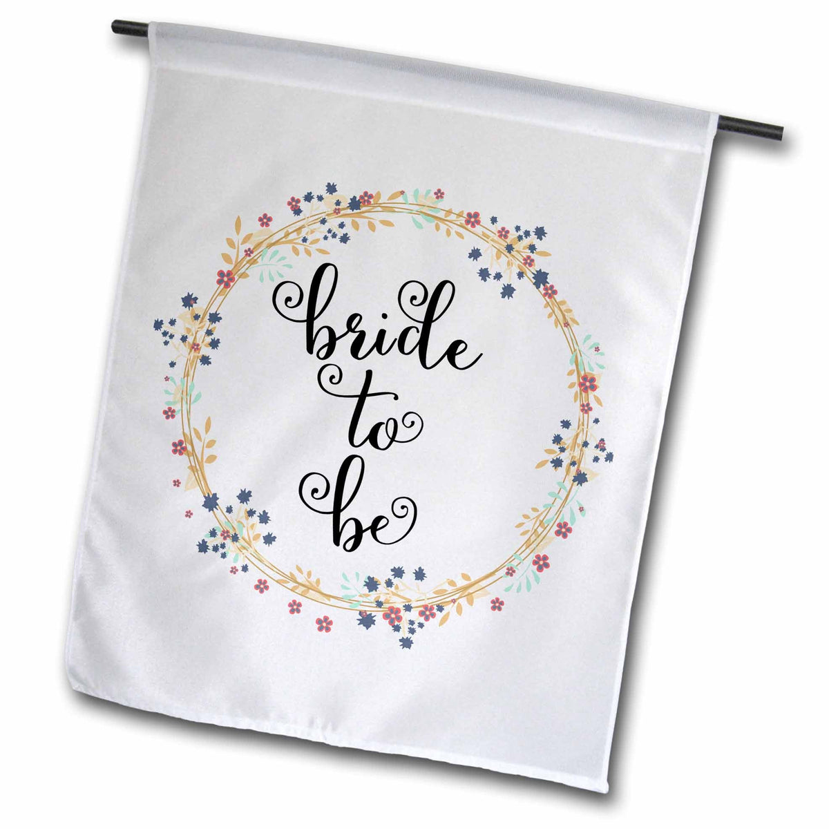 3dRose Lenas Photos - Wedding - Floral Wreath - Bride to Be - Bridal - Wife to Be - Wedding Day with Wreath - Flags (fl_264042)