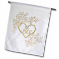3dRose Doreen Erhardt Wedding Collection - 50th Golden Wedding Anniversary in Faux Gold Glitter Heart on White - Flags (fl_264590)