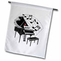 3dRose Florene Music - Black Piano with Dancing Notes n Love Music on It - Flags (fl_44809)