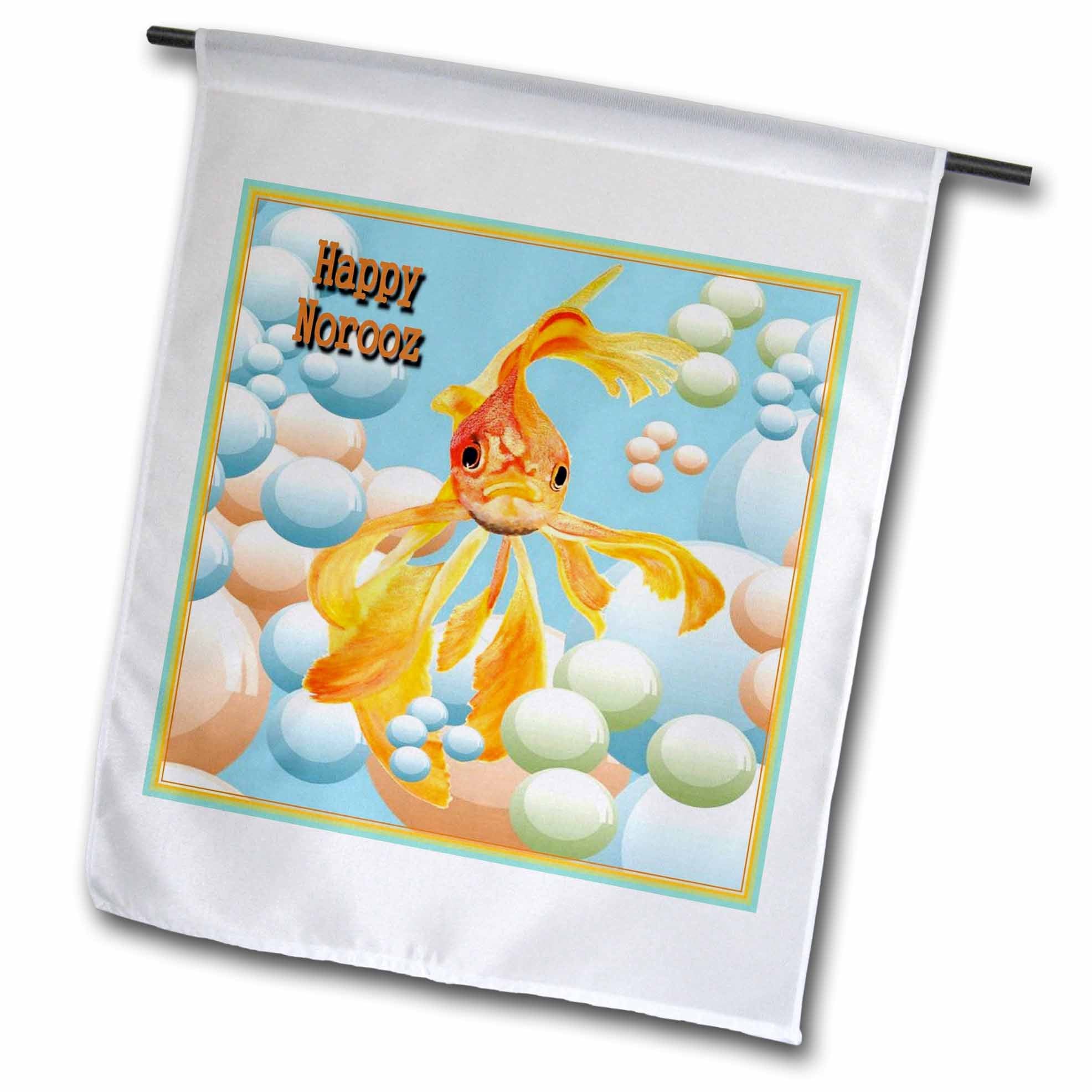 3dRose Taiche - Happy Norooz - Fish - Happy Norooz- nowrooz, iranian new year, persian new year, march, march 21, Goldfish, fantail - Flags (fl_48481)