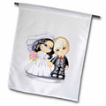 3dRose Edmond Hogge Jr Wedding - Cute Wedding Bride and Groom - Flags (fl_55512)
