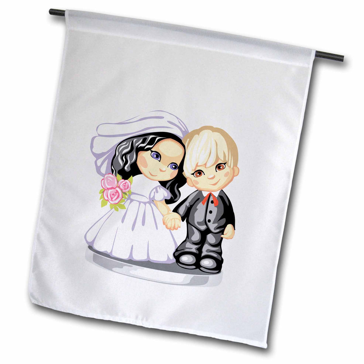 3dRose Edmond Hogge Jr Wedding - Cute Wedding Bride and Groom - Flags (fl_55512)