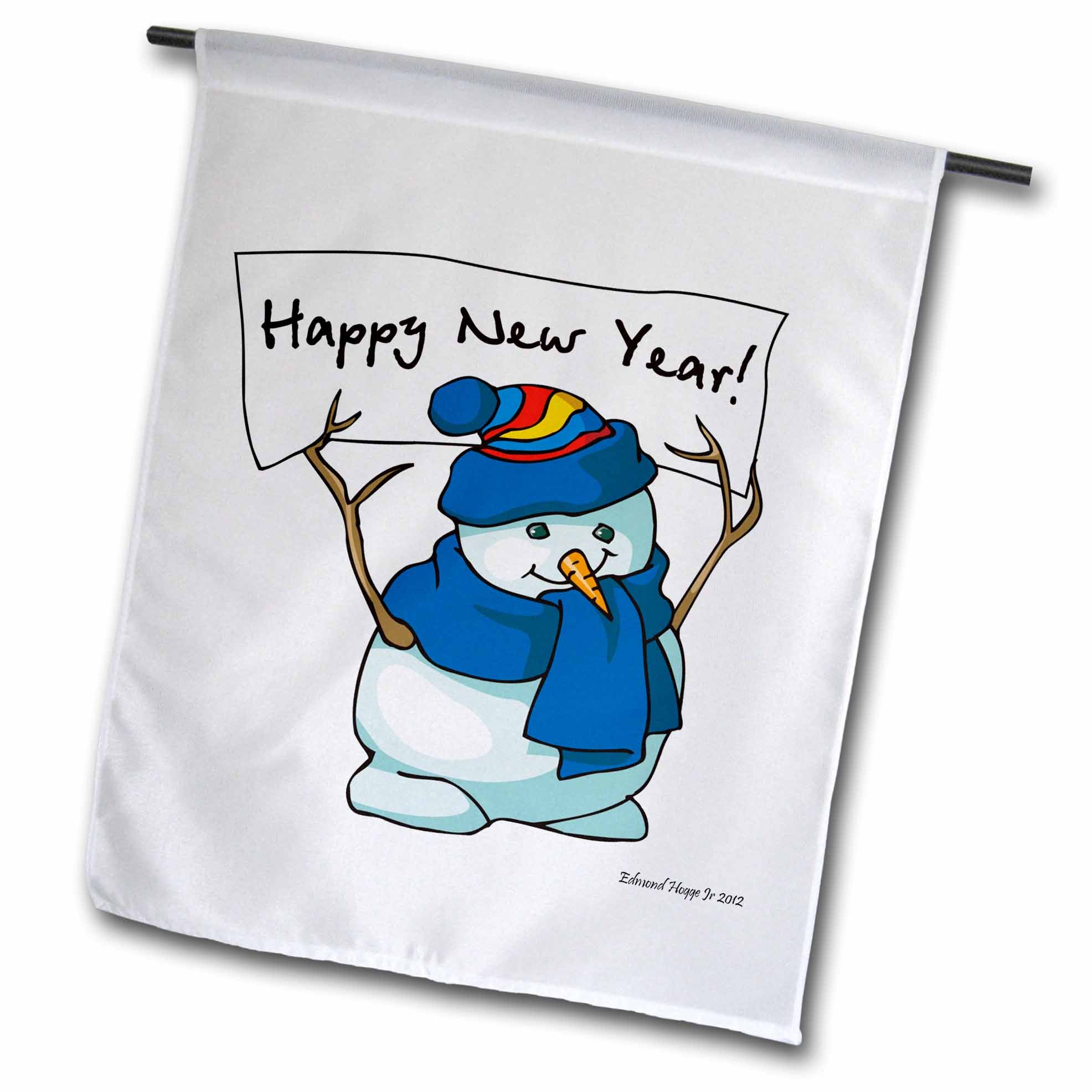 3dRose Edmond Hogge Jr Christmas - Happy New Year Snowman - Flags (fl_61183)