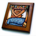 3dRose Paul Honatke Designs Prints - Flower Girl Mexican Art Colorful - Framed Tiles (ft_21129)