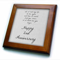 3dRose BrooklynMeme Love Saying - 2nd Anniversary I Could Love You Longer on Faux Cotton-Like Background - Framed Tiles (ft_221893)