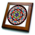 3dRose Art of Jolie E Bonnette Misc Designs - Hex Sign 1 Pennsylvania Dutch Luck Protection Symbol - Framed Tiles (ft_23186)