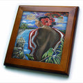 3dRose Melissa A. Torres Art Puerto Rican Art - Image of Woman with Puerto Rican Imagery - Framed Tiles (ft_261559)