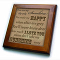 3dRose PS Vintage - You are My Sunshine in Brown- Word Art- Vintage Song - Framed Tiles (ft_79152)
