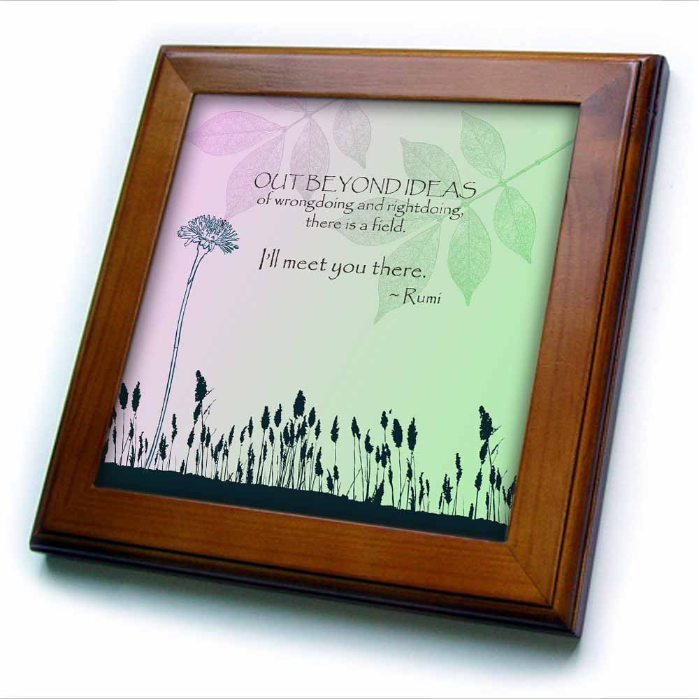 3dRose PS Inspirations - Out Beyond Ideas Rumi Quotes- Inspirational Art - Framed Tiles (ft_79325)