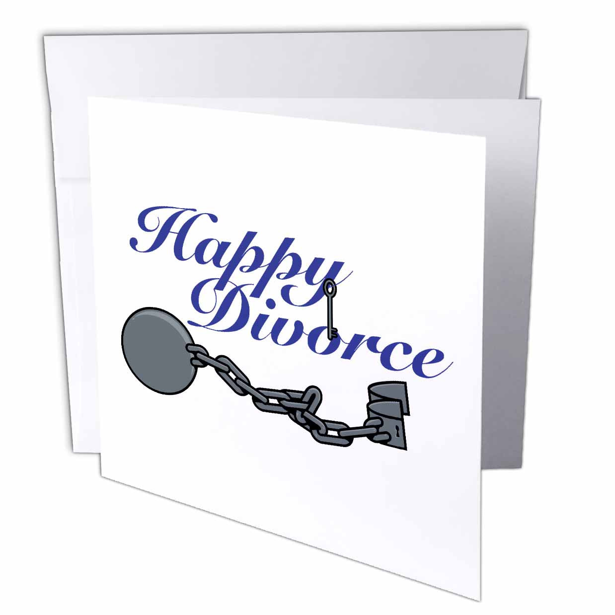3dRose Dooni Designs Funny and Humorous Designs - Funny Happy Divorce Broken Ball and Chain Design - Greeting Cards (gc_102582)