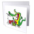 Dooni Designs Random Toons - Silly Gator Alligator Drummer Cartoon - Greeting Cards