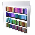 3dRose InspirationzStore Rainbows - Colorful bookshelf books - Rainbow bookshelves - reading book geek library nerd - librarian author - Greeting Cards (gc_112957)