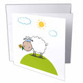 3dRose Dooni Designs More Random Cartoon Designs - Silly Sheep On A Hill With A Flower Funny Animal Cartoon - Greeting Cards (gc_118819)